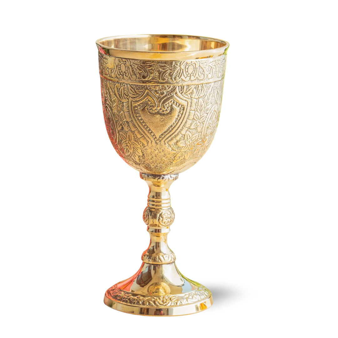 Embossed Brass Goblet Glass for Barware